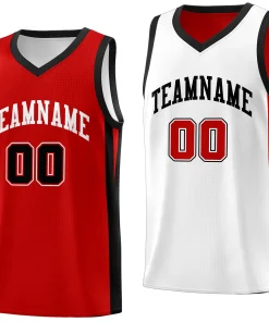 Custom Red White Double Side Tops Basketball Jersey
