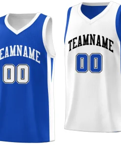Custom Royal White Double Side Tops Basketball Jersey