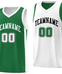 Custom Green White Double Side Tops Basketball Jersey
