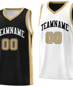 Custom Black White -Khaki Double Side Tops Basketball Jersey