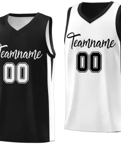 Custom Black White Double Side Tops Basketball Jersey