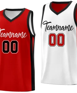 Custom Red White Double Side Tops Basketball Jersey