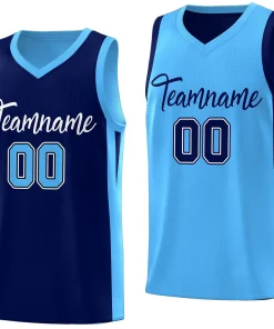 Custom Navy Blue Double Side Tops Basketball Jersey
