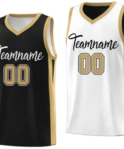 Custom Black White-Yellow Double Side Tops Basketball Jersey