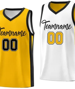 Custom Yellow White Double Side Tops Basketball Jersey