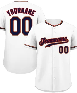 Custom White Navy-Old Gold Classic Style Authentic Baseball Jersey