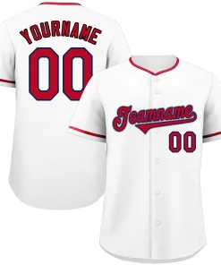 Custom White Red-Gray Classic Style Authentic Baseball Jersey