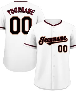 Custom White Crimson-Cream Classic Style Authentic Baseball Jersey