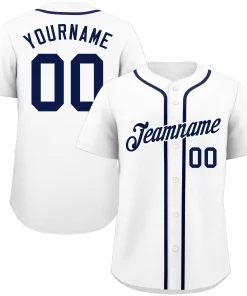 Custom White Navy-White Classic Style Authentic Baseball Jersey