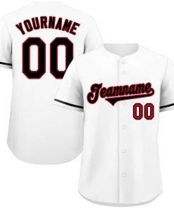 Custom White Black-Red Classic Style Authentic Baseball Jersey