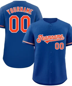 Custom Royal Orange-White Classic Style Authentic Baseball Jersey