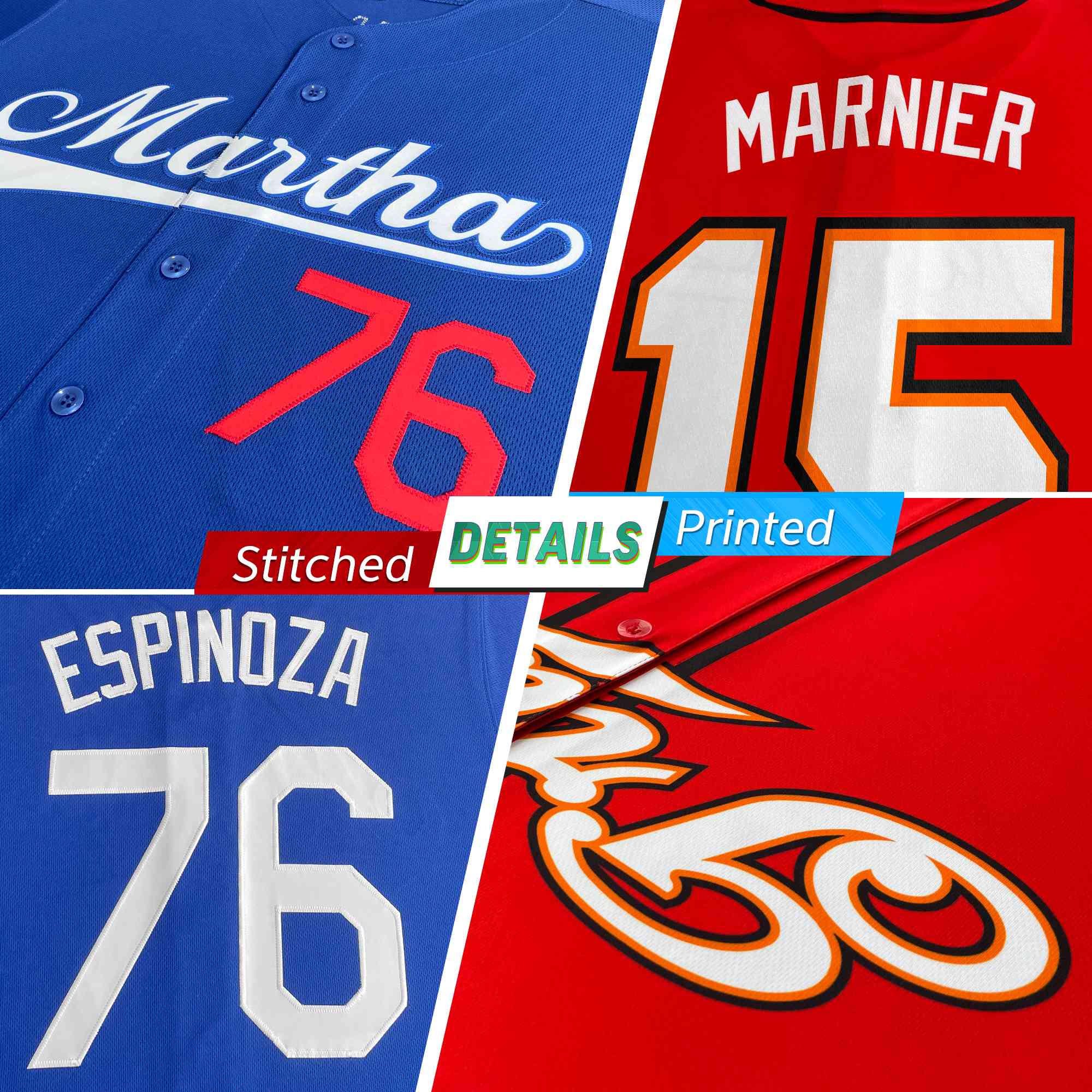 Custom Red Royal-White Classic Style Authentic Baseball Jersey - Image 5