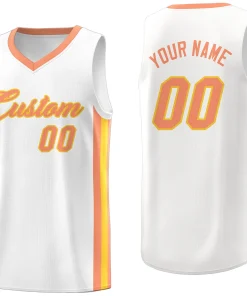 Custom White Orange Classic Tops Men/Boy Athletic Basketball Jersey
