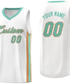 Custom White Light Green Classic Tops Men/Boy Athletic Basketball Jersey