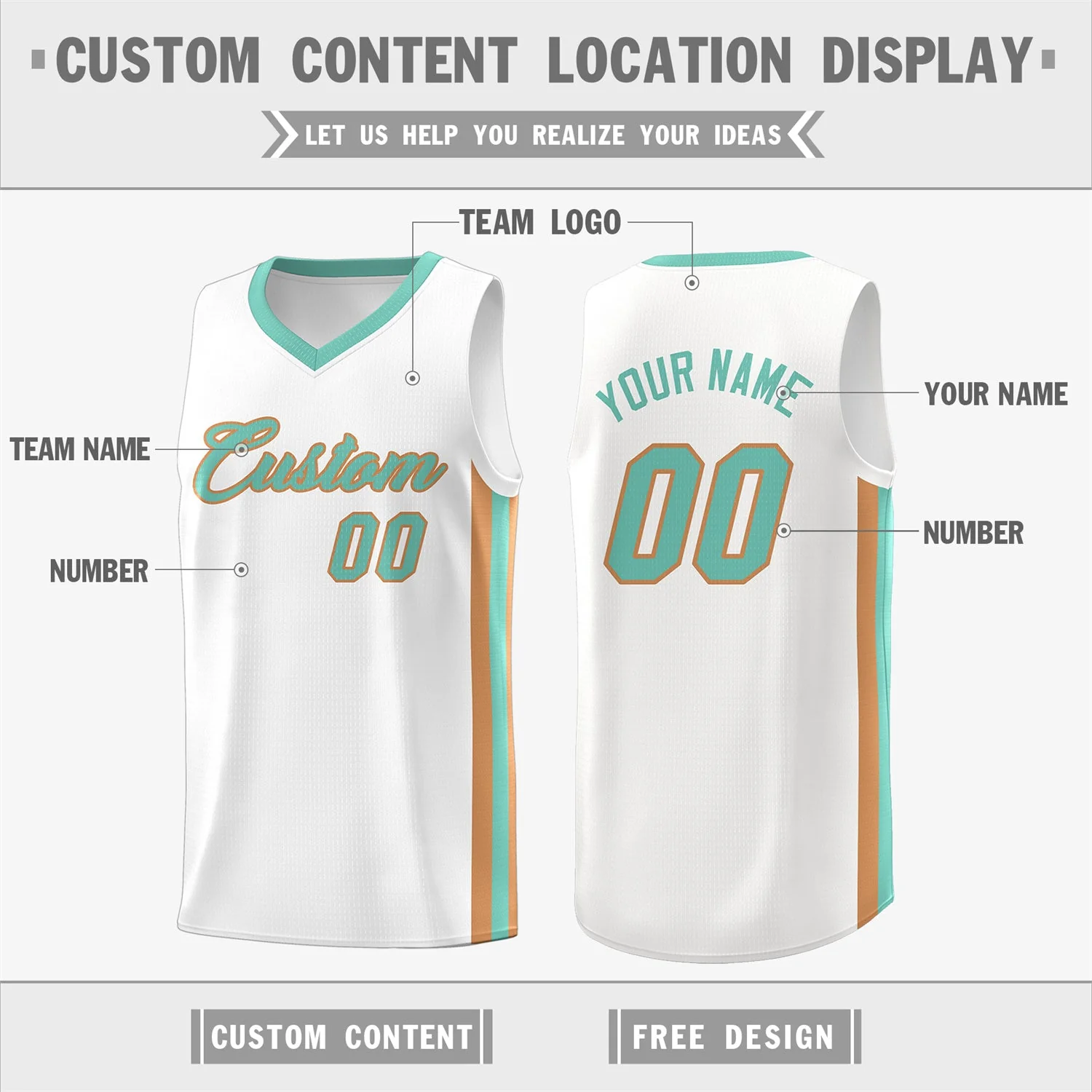 Custom White Light Green Classic Tops Men/Boy Athletic Basketball Jersey - Image 2