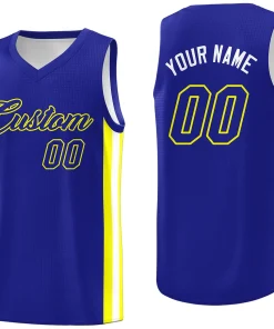 Custom Royal Yellow Classic Tops Men/Boy Athletic Basketball Jersey