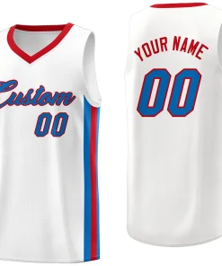 Custom White Royal-Red Classic Tops Athletic Casual Basketball Jersey