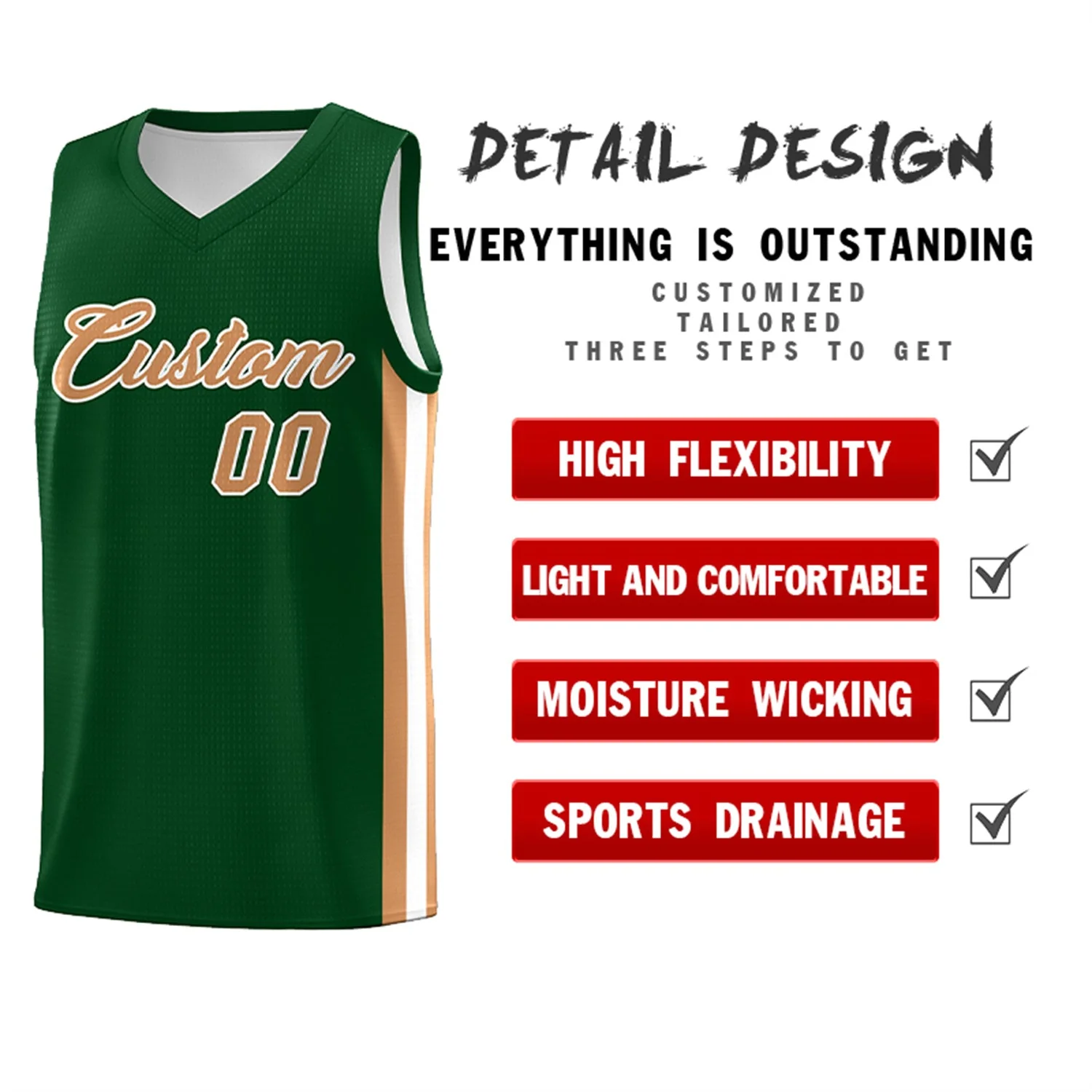 Custom Green Classic Tops Athletic Casual Basketball Jersey - Image 4