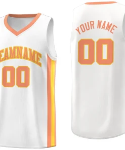 Custom White Orange-Yellow Classic Tops Athletic Casual Basketball Jersey