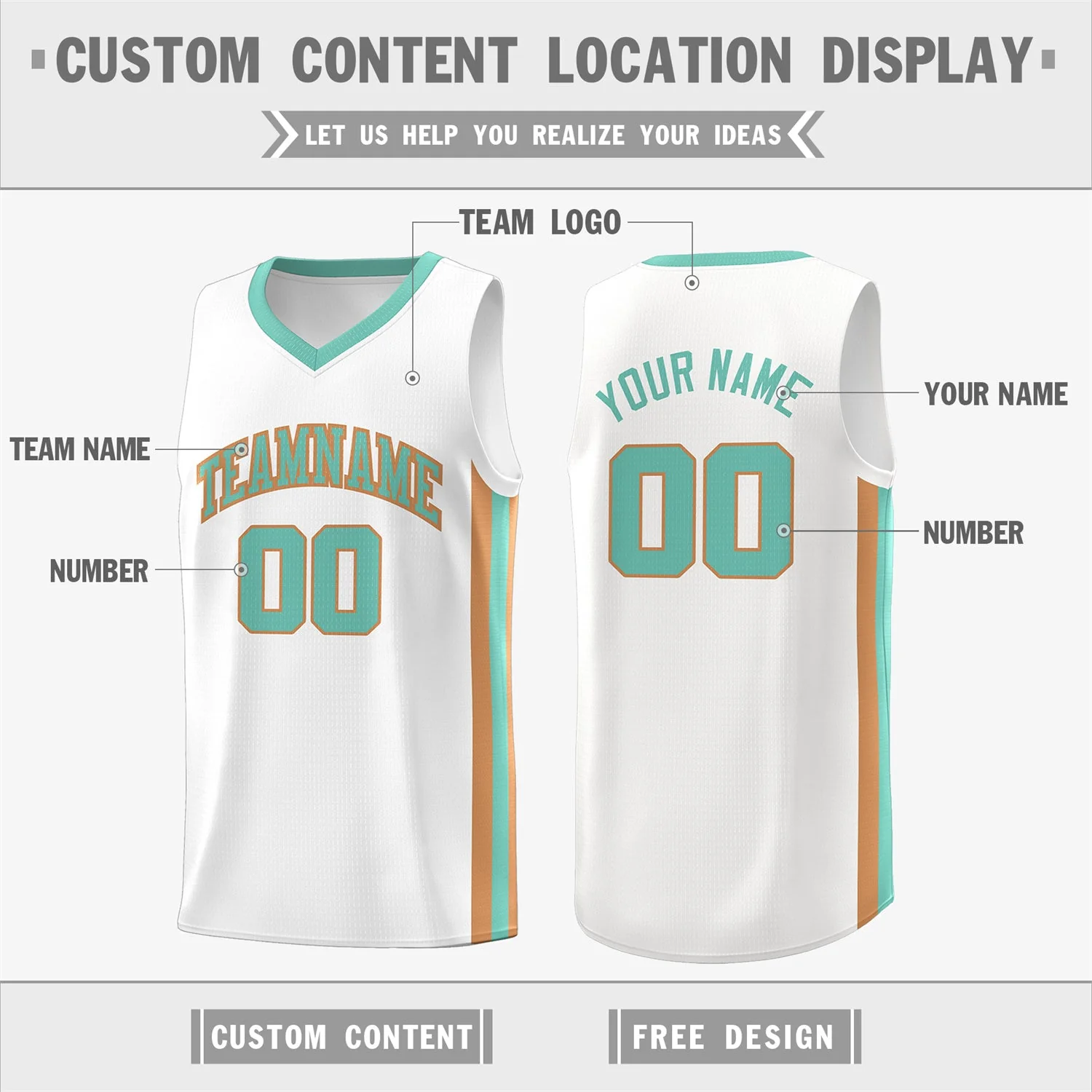 Custom White Light Green Khaki Classic Tops Athletic Casual Basketball Jersey - Image 2