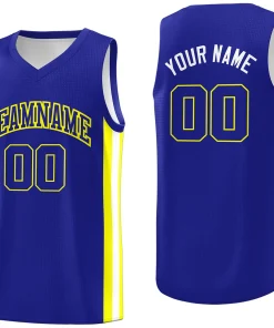 Custom Royal Yellow-White Classic Tops Athletic Casual Basketball Jersey