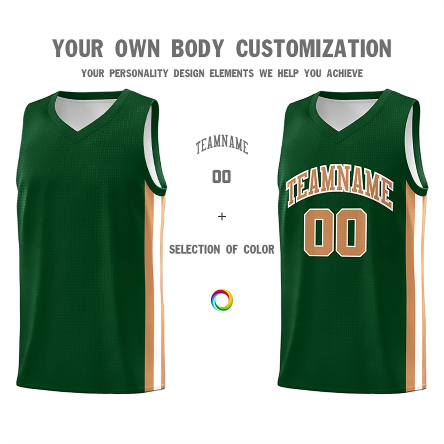 Custom Green Khaki Classic Tops Fashion Sportwear Basketball Jersey - Image 3