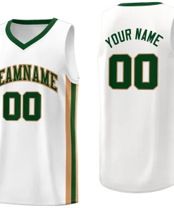 Custom White Green-Khaki Classic Tops Fashion Sportwear Basketball Jersey