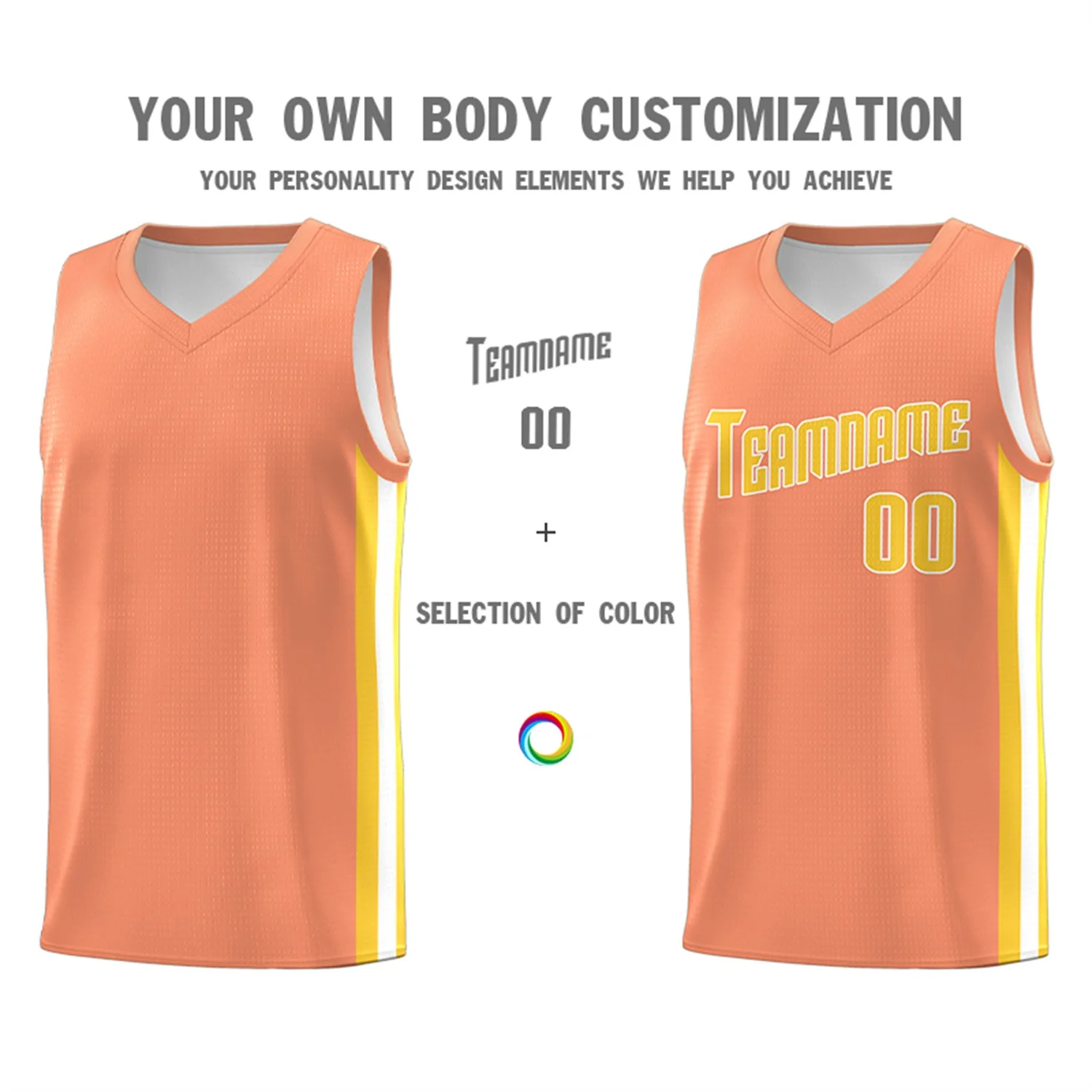 Custom Orange Yellow Classic Tops Breathable Basketball Jersey - Image 3