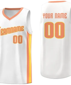 Custom White Orange Classic Tops Breathable Basketball Jersey
