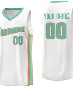 Custom White Light Green-Khaki Classic Tops Breathable Basketball Jersey