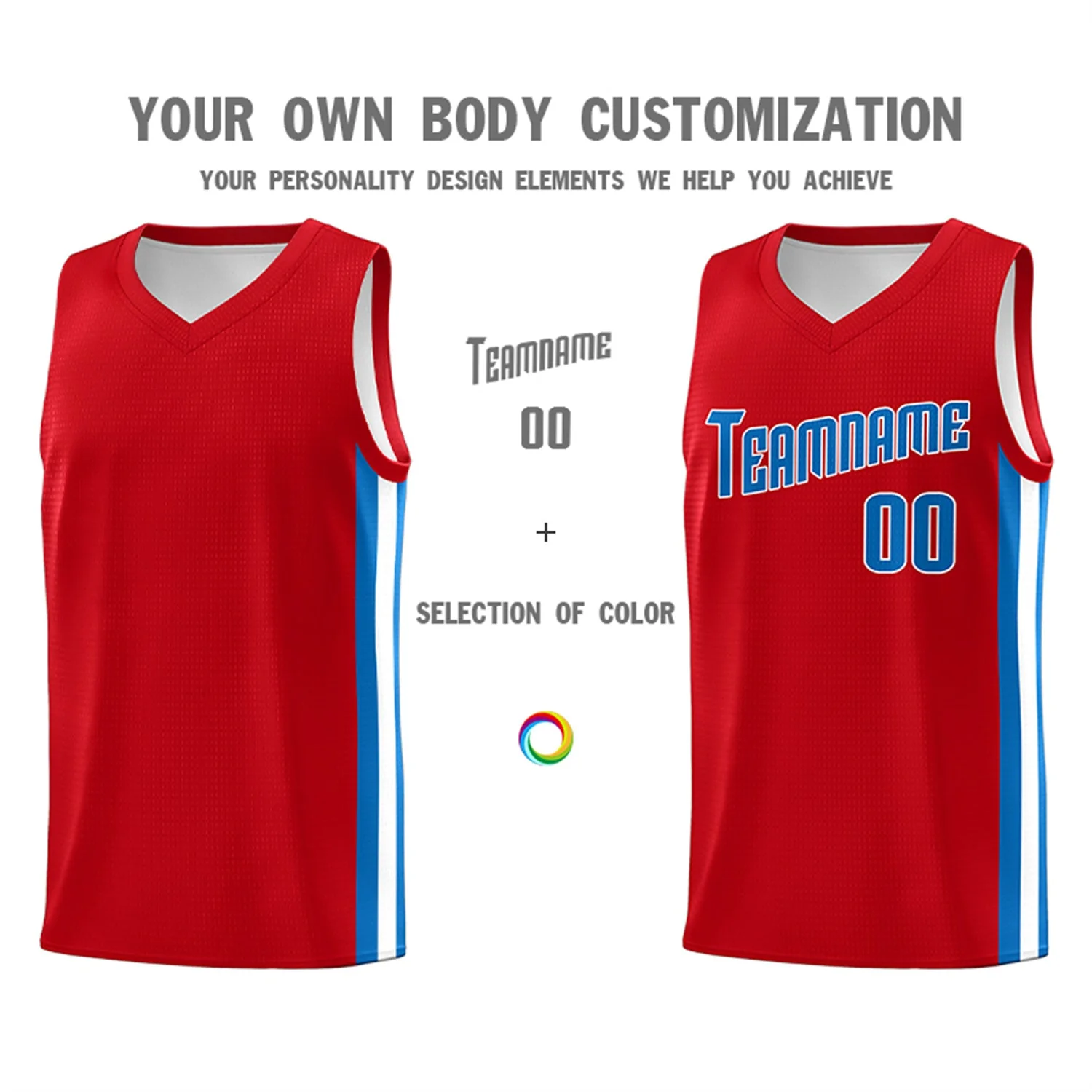 Custom Red Royal Classic Tops Tank Top Basketball Jersey - Image 3