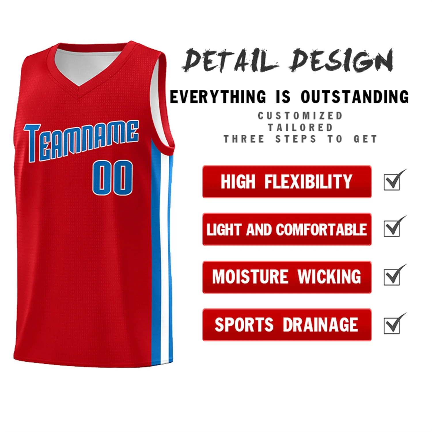 Custom Red Royal Classic Tops Tank Top Basketball Jersey - Image 4