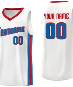 Custom White Royal-Red Classic Tops Tank Top Basketball Jersey