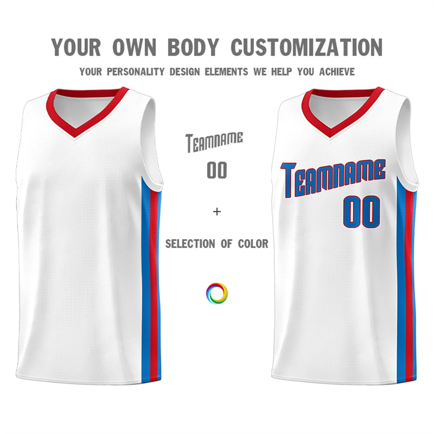 Custom White Royal-Red Classic Tops Tank Top Basketball Jersey - Image 3