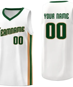 Custom White Green-Khaki Classic Tops Tank Top Basketball Jersey