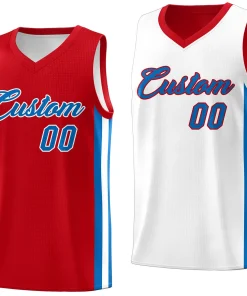 Custom Red White Double Side Tops Basketball Jersey