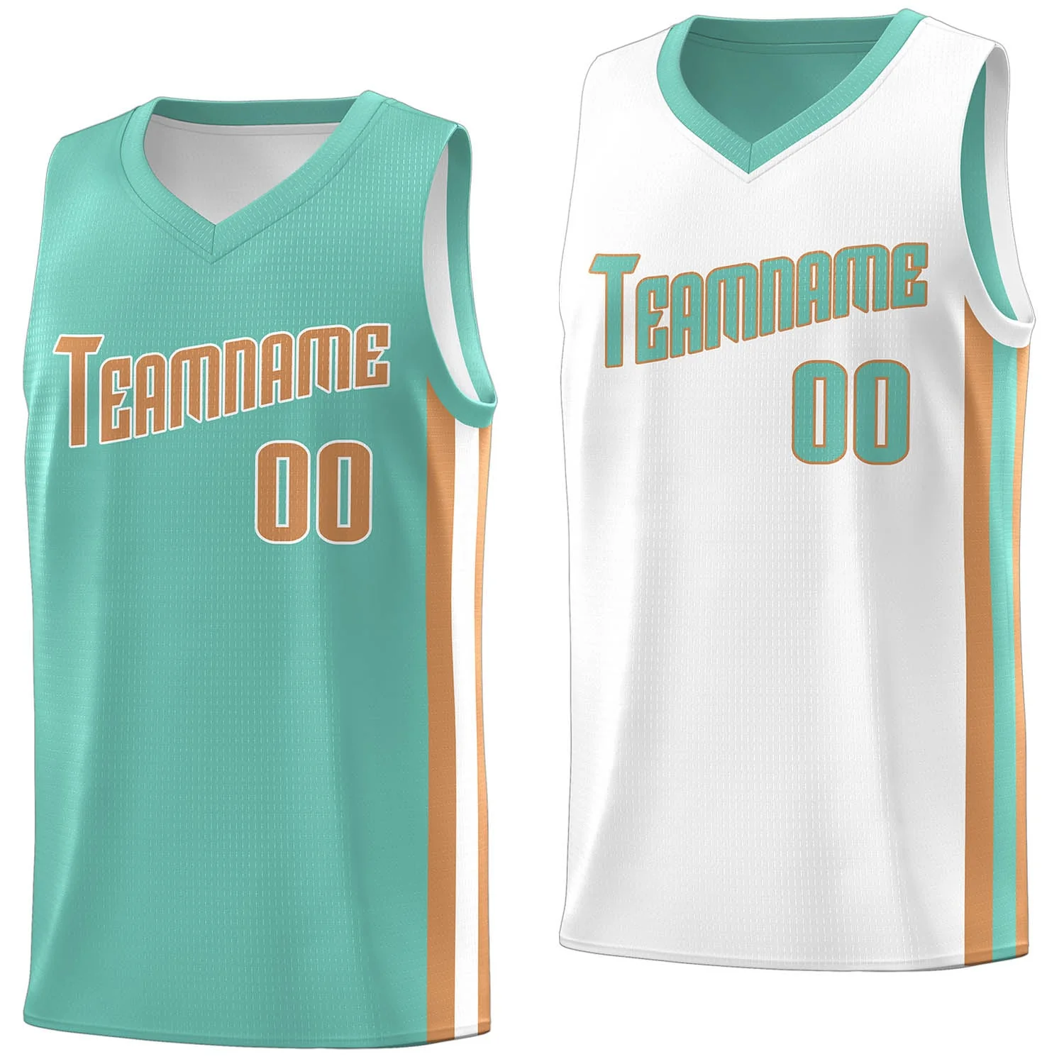 Custom Light Green Khaki-White Double Side Tops Basketball Jersey