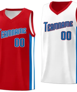 Custom Red Royal-White Double Side Tops Basketball Jersey
