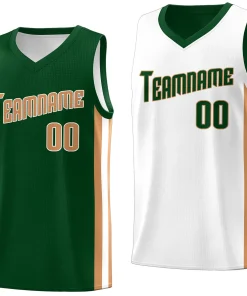 Custom Green-Khaki Double Side Tops Basketball Jersey