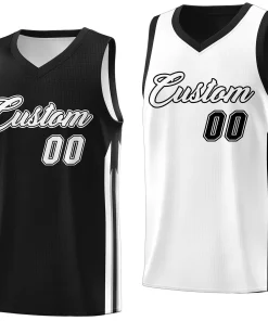 Custom Black White Double Side Tops Men Training Basketball Jersey