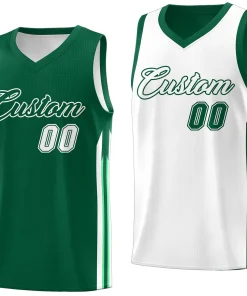 Custom Green White Double Side Tops Men Training Basketball Jersey