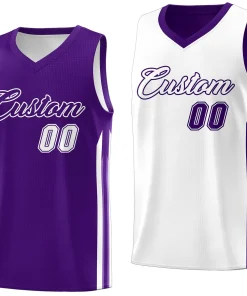 Custom Purple White Double Side Tops Men Training Basketball Jersey