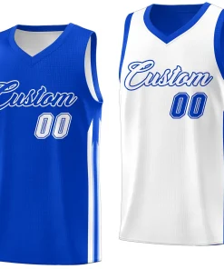 Custom Royal White Double Side Tops Men Training Basketball Jersey