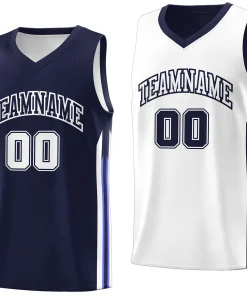 Custom Navy White Double Side Tops Training Fashion Basketball Jersey