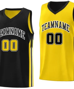 Custom Black Yellow Double Side Tops Training Fashion Basketball Jersey
