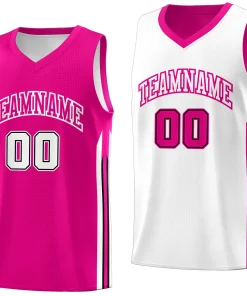 Custom Pink White Double Side Tops Training Fashion Basketball Jersey
