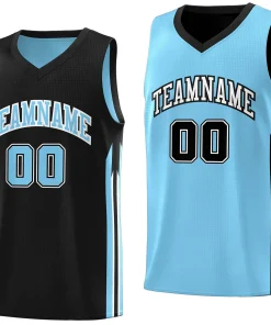 Custom Black Lt Blue Double Side Tops Training Fashion Basketball Jersey