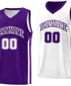 Custom Purple White Double Side Tops Training Fashion Basketball Jersey