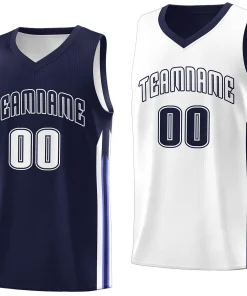 Custom Navy White Double Side Tops Training Basketball Jersey