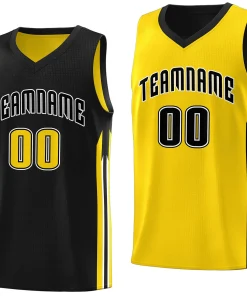 Custom Black Yellow Double Side Tops Training Basketball Jersey